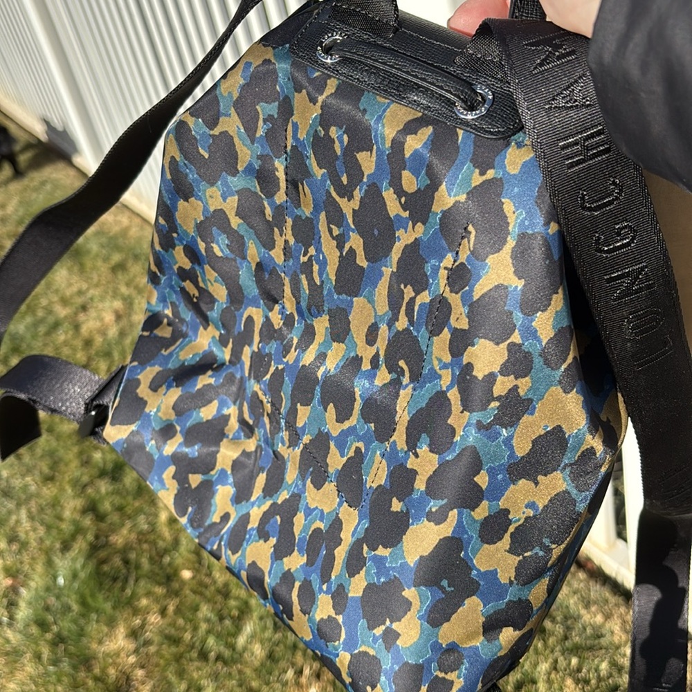 Longchamp Backpack 10” x 9” x 4”, Never Used, Blue Black Tan - Picture 6 of 10